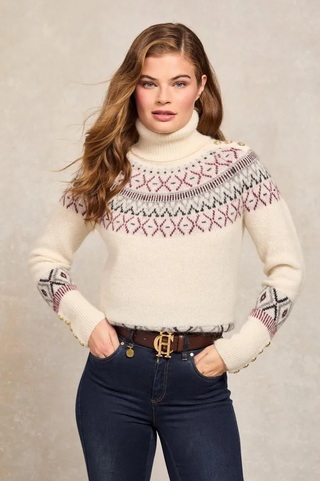 Holland Cooper Fairisle Knit Cream Women Knitwear