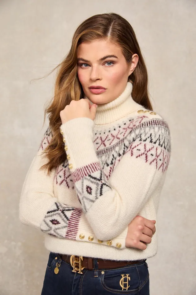 Holland Cooper Fairisle Knit Cream Women Knitwear Holland Cooper Fairisle Knit Cream Women Knitwear