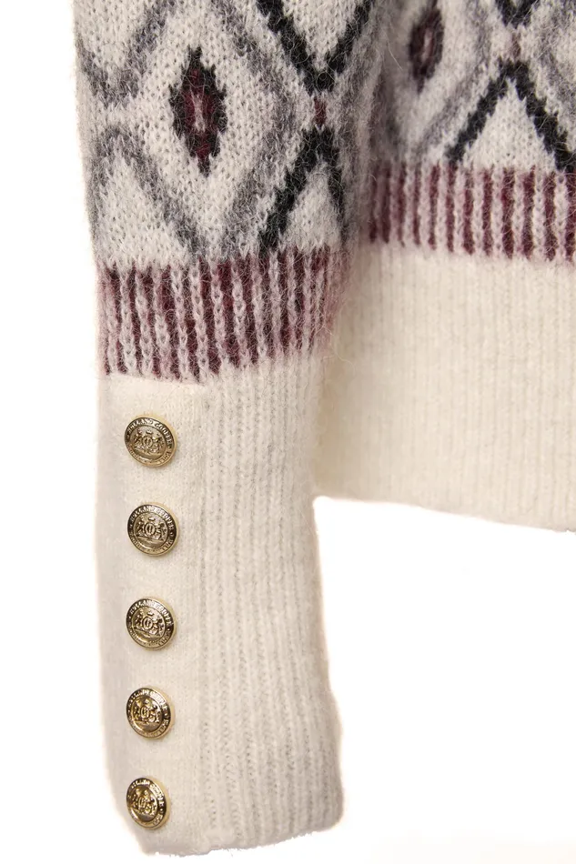 Holland Cooper Fairisle Knit Cream Women Knitwear Holland Cooper Fairisle Knit Cream Women Knitwear