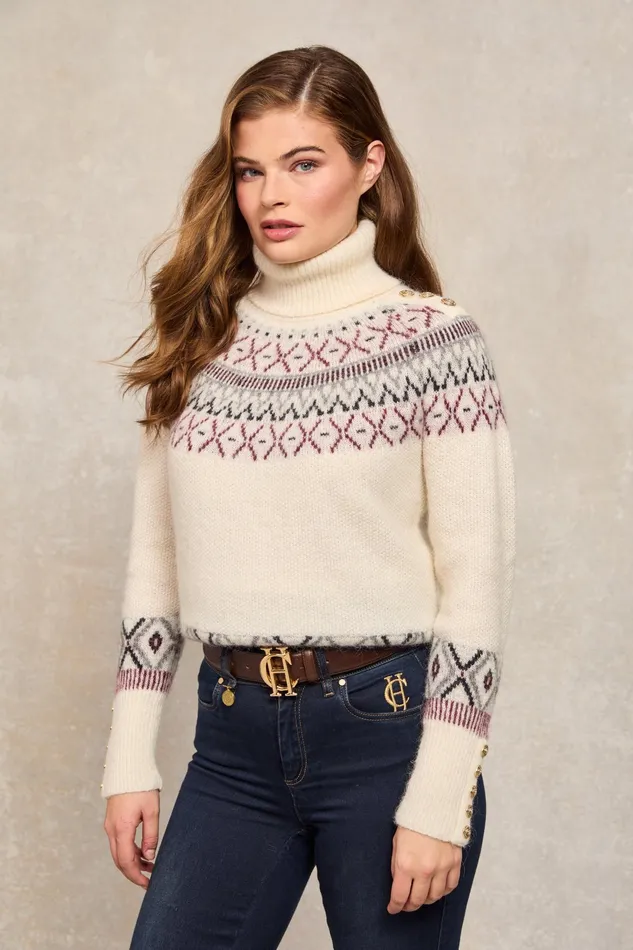 Holland Cooper Fairisle Knit Cream Women Knitwear Holland Cooper Fairisle Knit Cream Women Knitwear