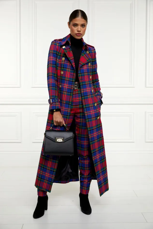 Holland Cooper Full Length Marlborough Trench Coat Macpherson Tartan Women Tailoring