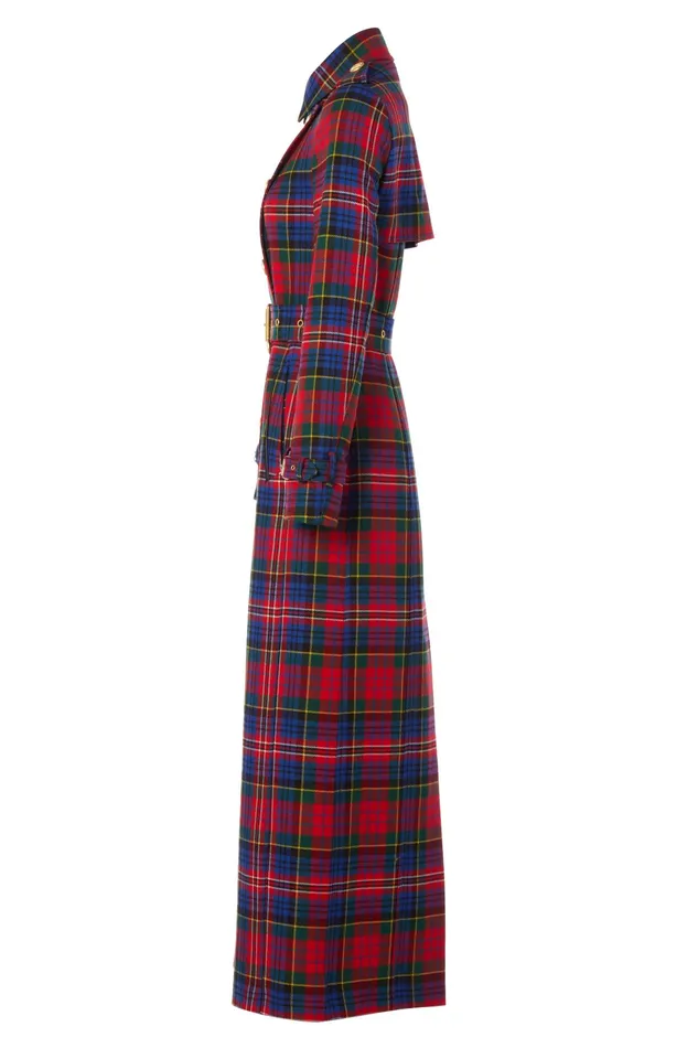Holland Cooper Full Length Marlborough Trench Coat Macpherson Tartan Women Tailoring