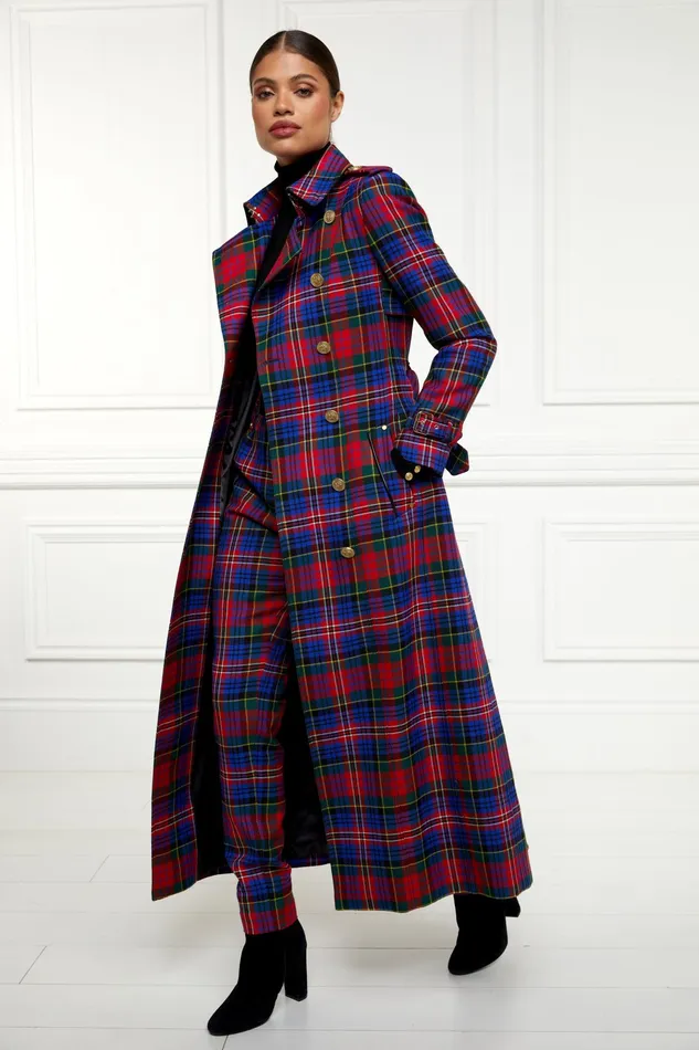 Holland Cooper Full Length Marlborough Trench Coat Macpherson Tartan Women Tailoring