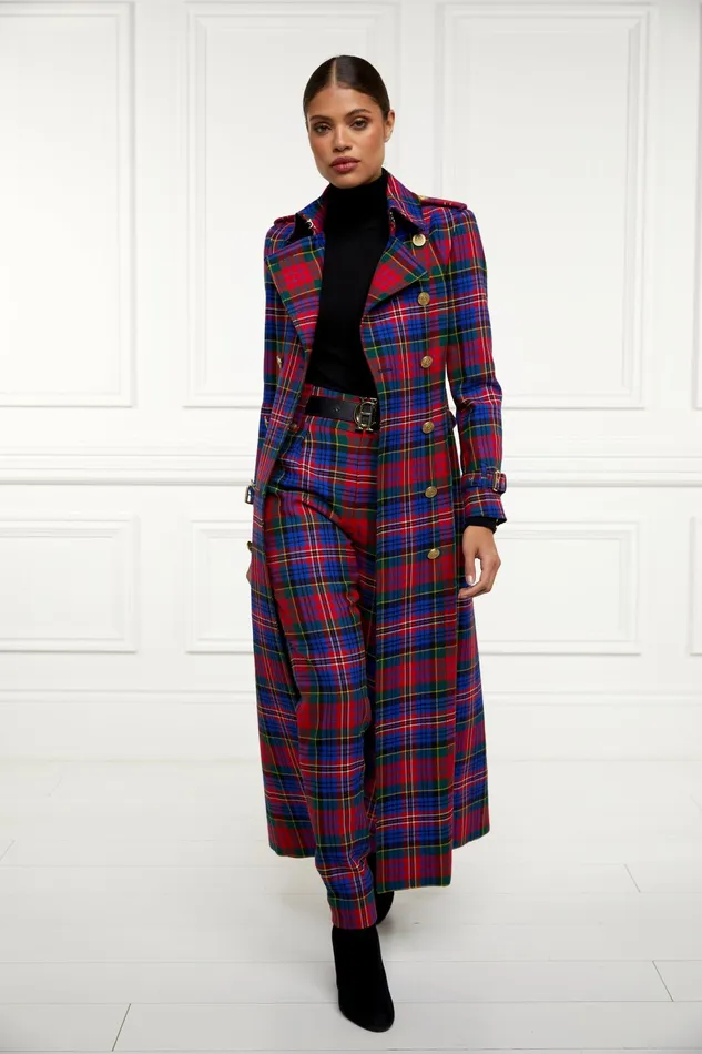 Holland Cooper Full Length Marlborough Trench Coat Macpherson Tartan Women Tailoring