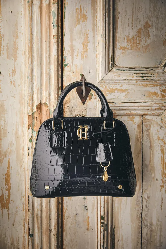Holland Cooper Grovesnor Tote Bag Black Croc Women Tote Bags