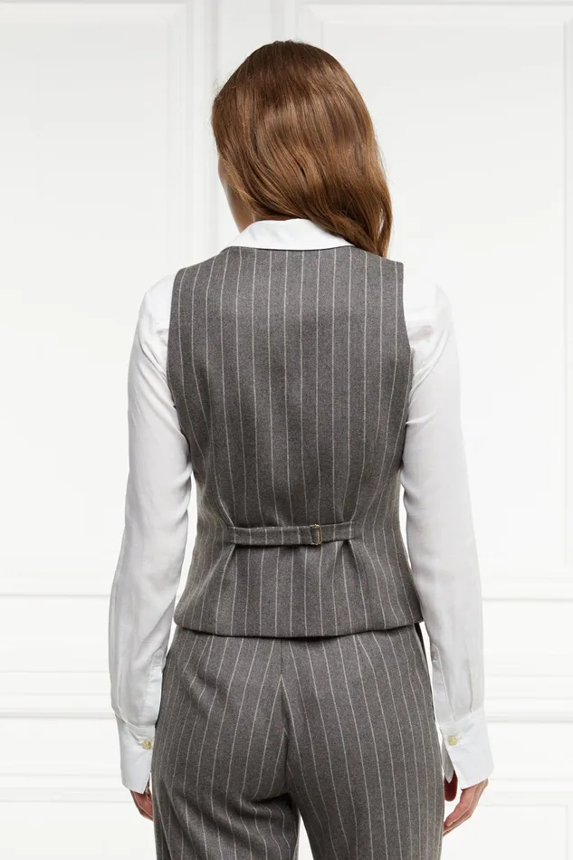 Holland Cooper Hampton Waistcoat Soft Grey Pinstripe Women Waistcoats