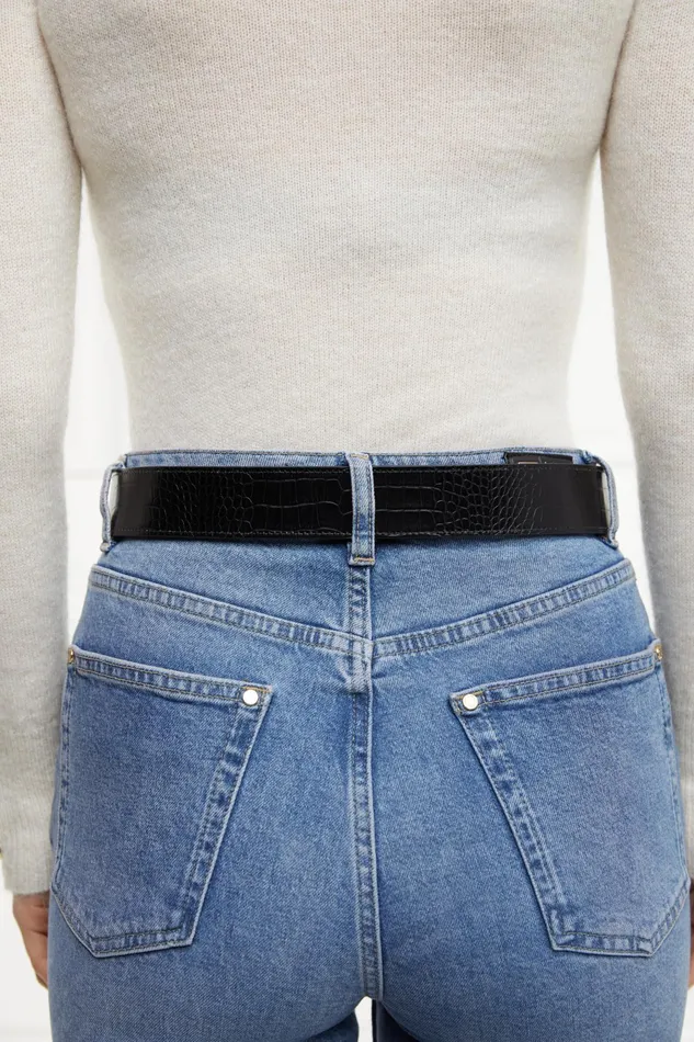 Holland Cooper HC Classic Belt Reversible Black Chocolate Croc Women Belts Holland Cooper HC Classic Belt Reversible Black Chocolate Croc Women Belts