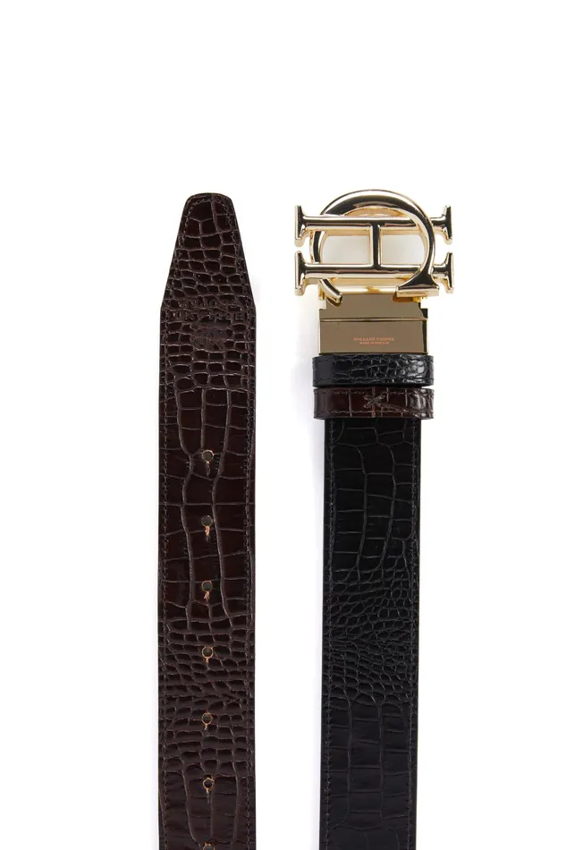 Holland Cooper HC Classic Belt Reversible Black Chocolate Croc Women Belts Holland Cooper HC Classic Belt Reversible Black Chocolate Croc Women Belts