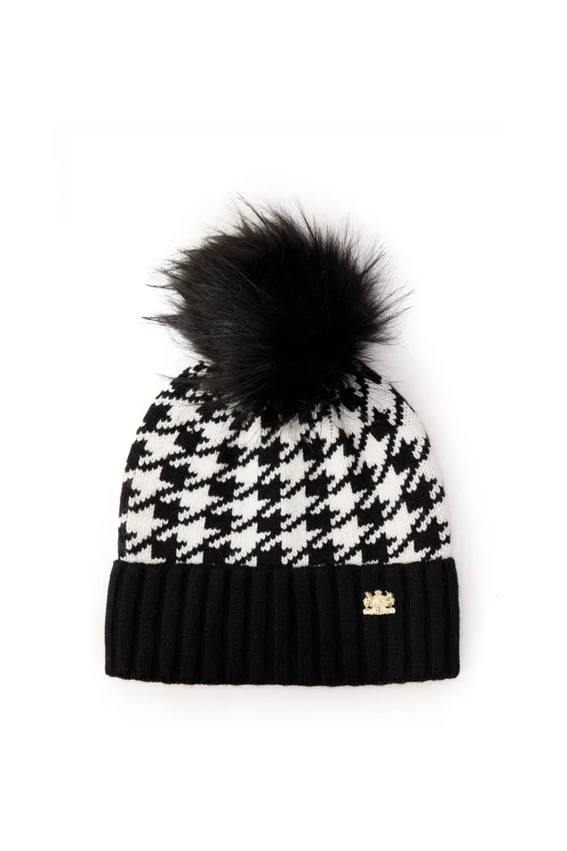 Holland Cooper Heritage Bobble Hat Houndstooth Women Hats and Headbands