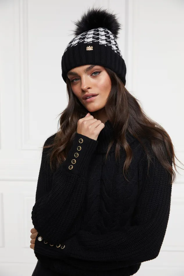 Holland Cooper Heritage Bobble Hat Houndstooth Women Hats and Headbands Holland Cooper Heritage Bobble Hat Houndstooth Women Hats and Headbands