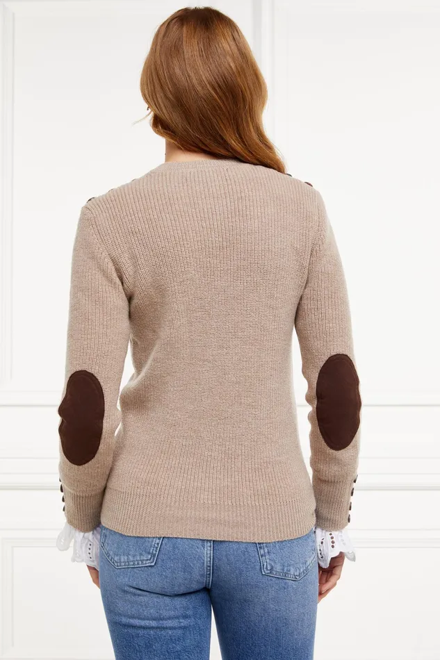 Holland Cooper Heritage Crew Neck Knit Latte Marl Women Knitwear Holland Cooper Heritage Crew Neck Knit Latte Marl Women Knitwear