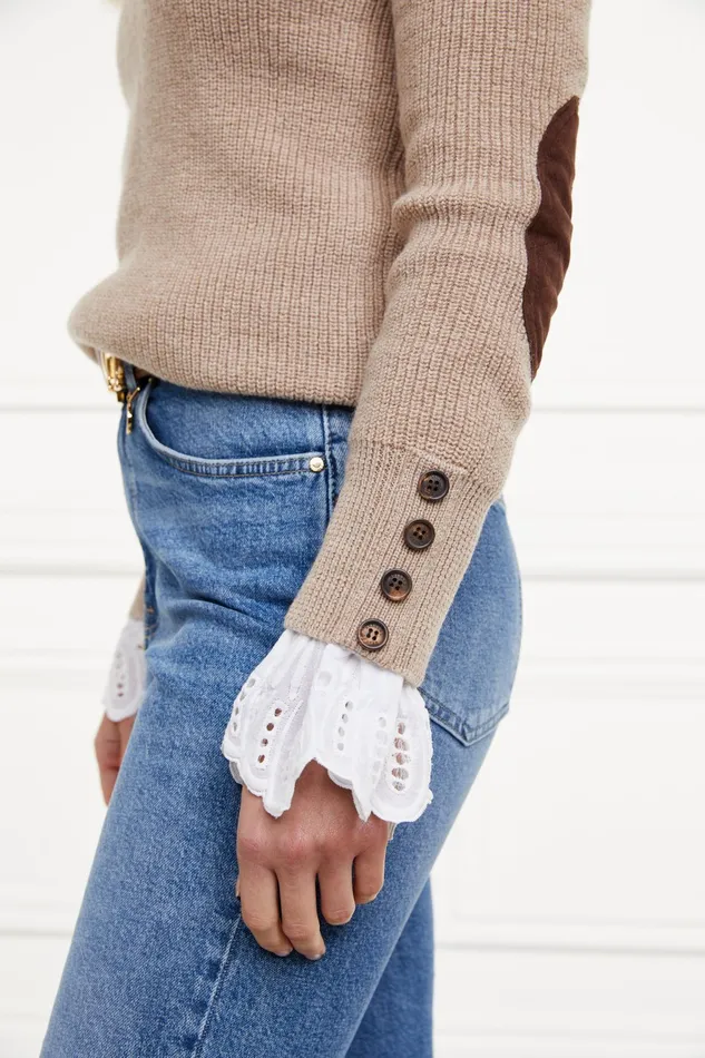 Holland Cooper Heritage Crew Neck Knit Latte Marl Women Knitwear Holland Cooper Heritage Crew Neck Knit Latte Marl Women Knitwear