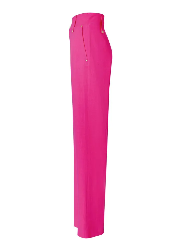 Holland Cooper High Waisted Straight Trouser Hot Pink Linen Women Tailoring Holland Cooper High Waisted Straight Trouser Hot Pink Linen Women Tailoring