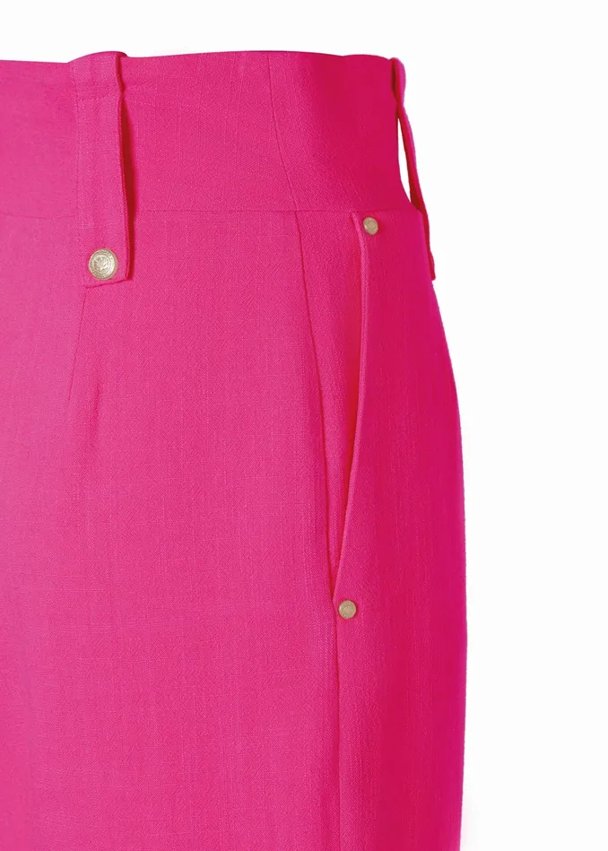 Holland Cooper High Waisted Straight Trouser Hot Pink Linen Women Tailoring Holland Cooper High Waisted Straight Trouser Hot Pink Linen Women Tailoring