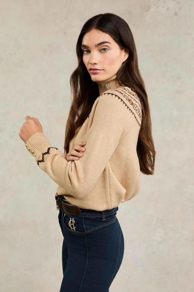 Holland Cooper Jennifer Roll Neck Knit Camel Women Knitwear Holland Cooper Jennifer Roll Neck Knit Camel Women Knitwear