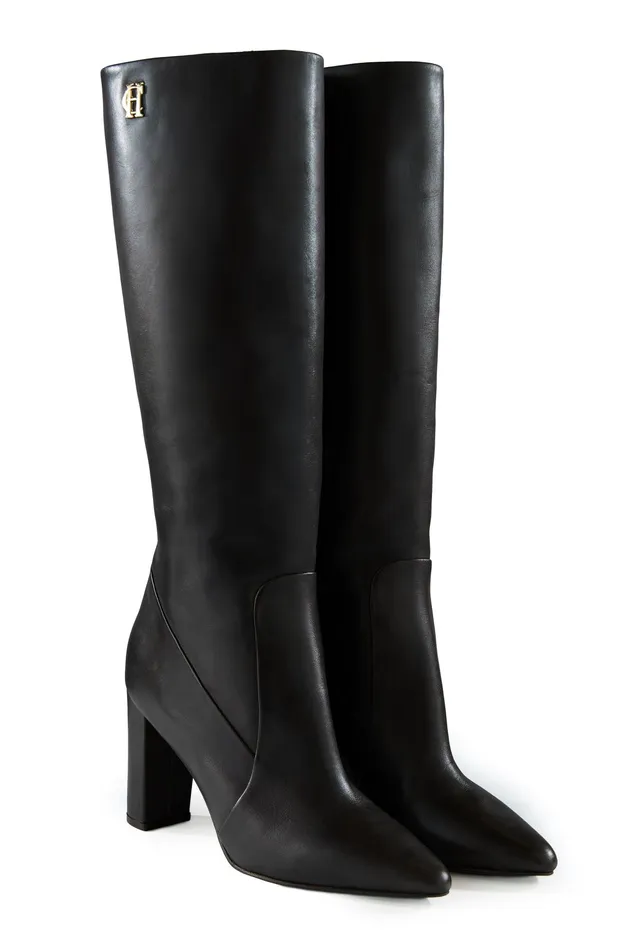 Holland Cooper Kensington Knee Boot Black Leather Women Boots Holland Cooper Kensington Knee Boot Black Leather Women Boots