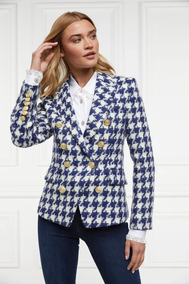 Holland Cooper Knightsbridge Blazer Large Scale Navy Houndstooth Women Tailoring Holland Cooper Knightsbridge Blazer Large Scale Navy Houndstooth Women Tailoring
