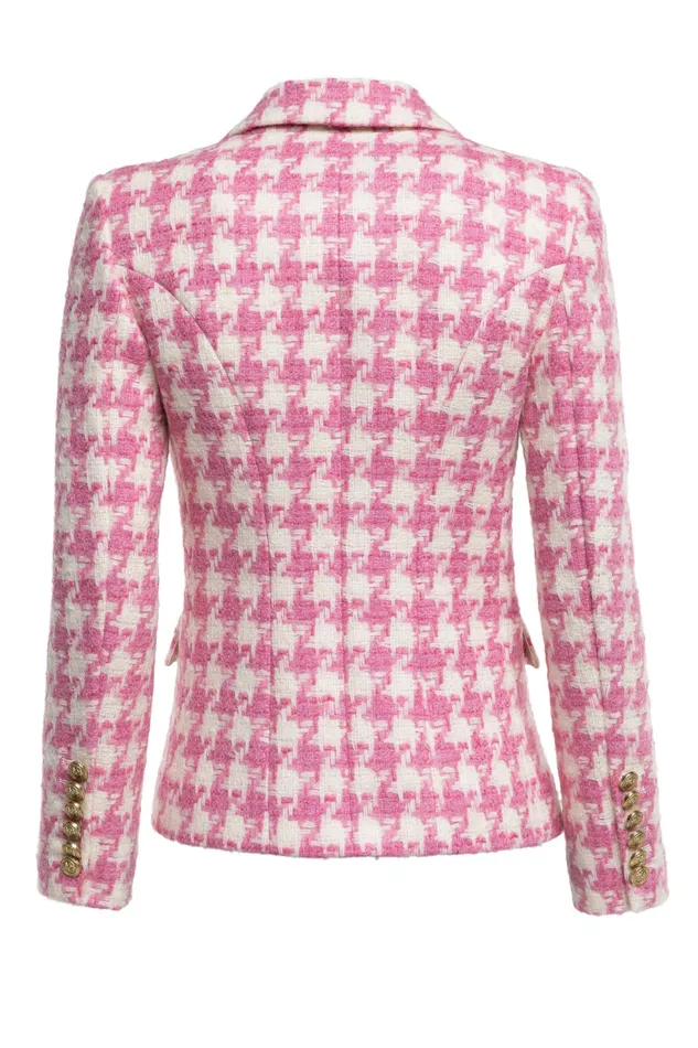 Holland Cooper Knightsbridge Blazer Pink Large Scale Houndstooth Women Tailoring