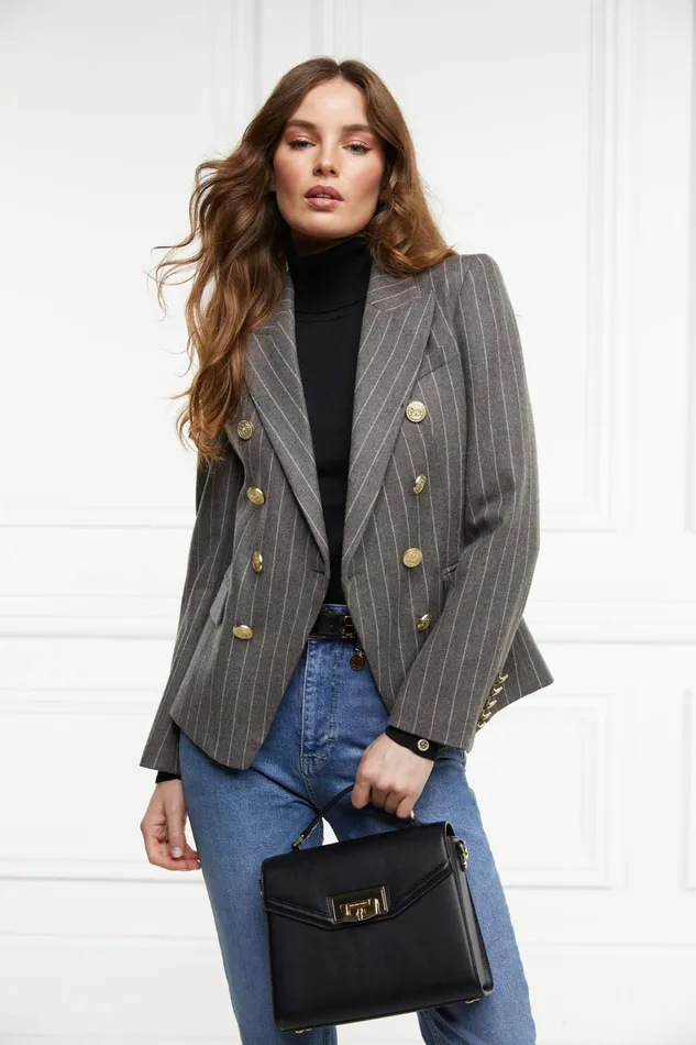 Holland Cooper Knightsbridge Blazer Soft Grey Pinstripe Women Blazers