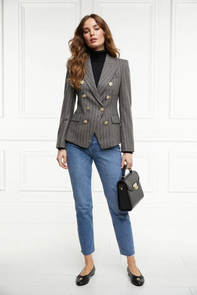 Holland Cooper Knightsbridge Blazer Soft Grey Pinstripe Women Blazers