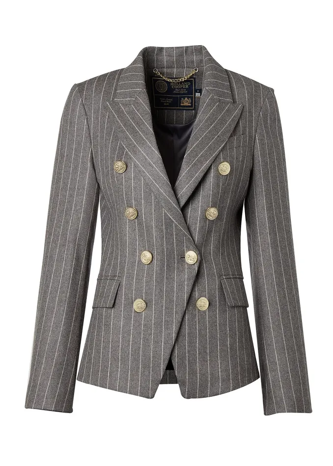 Holland Cooper Knightsbridge Blazer Soft Grey Pinstripe Women Blazers