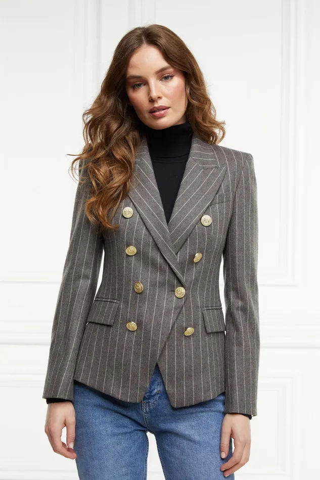 Holland Cooper Knightsbridge Blazer Soft Grey Pinstripe Women Blazers