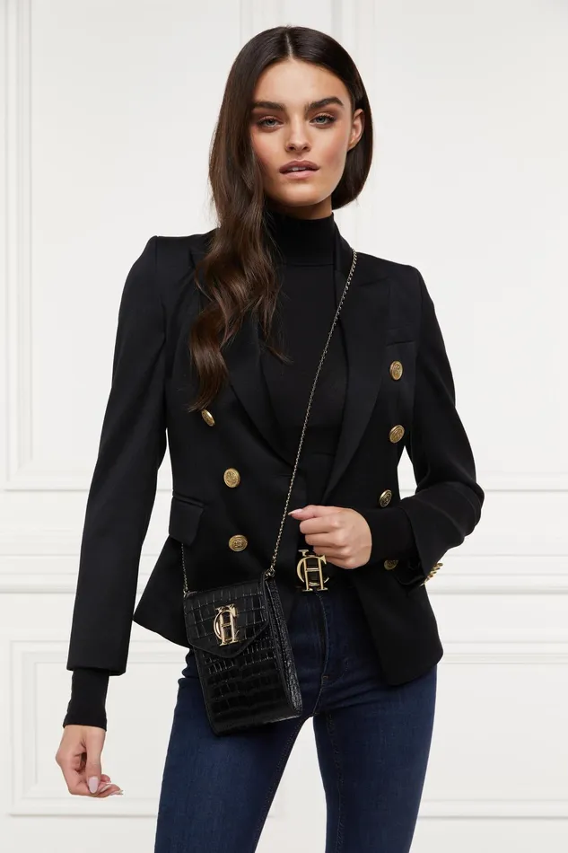 Holland Cooper Knightsbridge Phone Pouch Black Croc Women Clutch Bags Holland Cooper Knightsbridge Phone Pouch Black Croc Women Clutch Bags