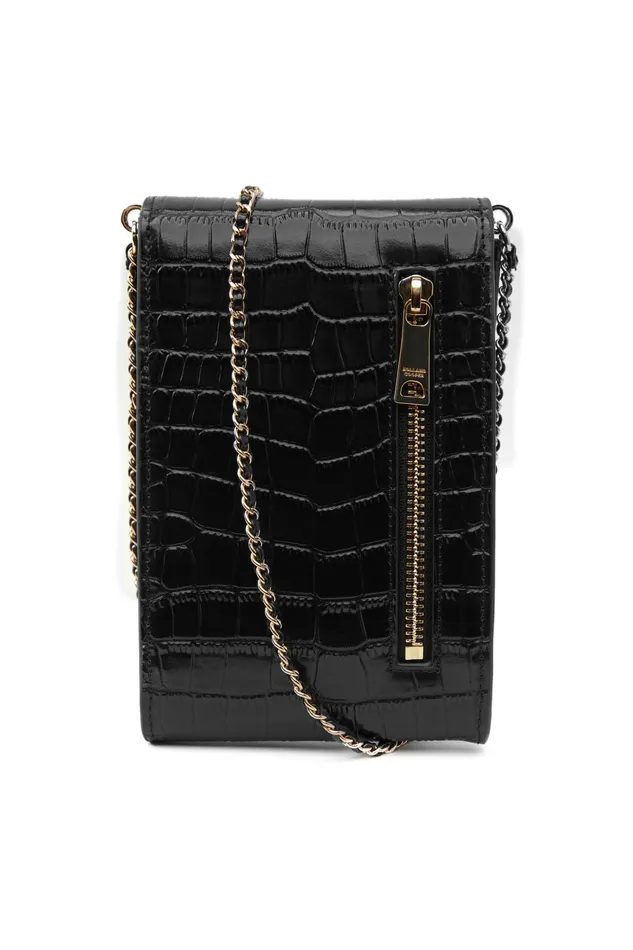 Holland Cooper Knightsbridge Phone Pouch Black Croc Women Clutch Bags Holland Cooper Knightsbridge Phone Pouch Black Croc Women Clutch Bags