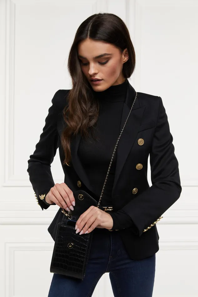 Holland Cooper Knightsbridge Phone Pouch Black Croc Women Clutch Bags Holland Cooper Knightsbridge Phone Pouch Black Croc Women Clutch Bags