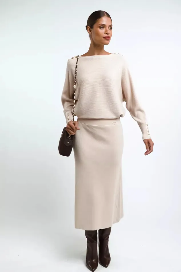 Holland Cooper Leyla Knit Oatmeal Women Knitwear Holland Cooper Leyla Knit Oatmeal Women Knitwear