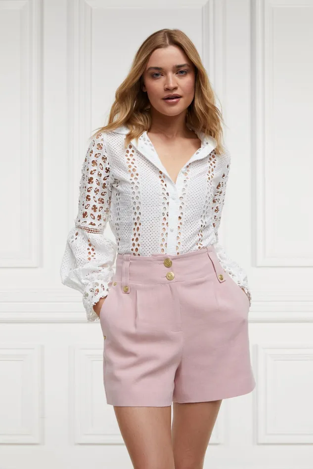 Holland Cooper Tailored Short Pink Linen Women Shorts