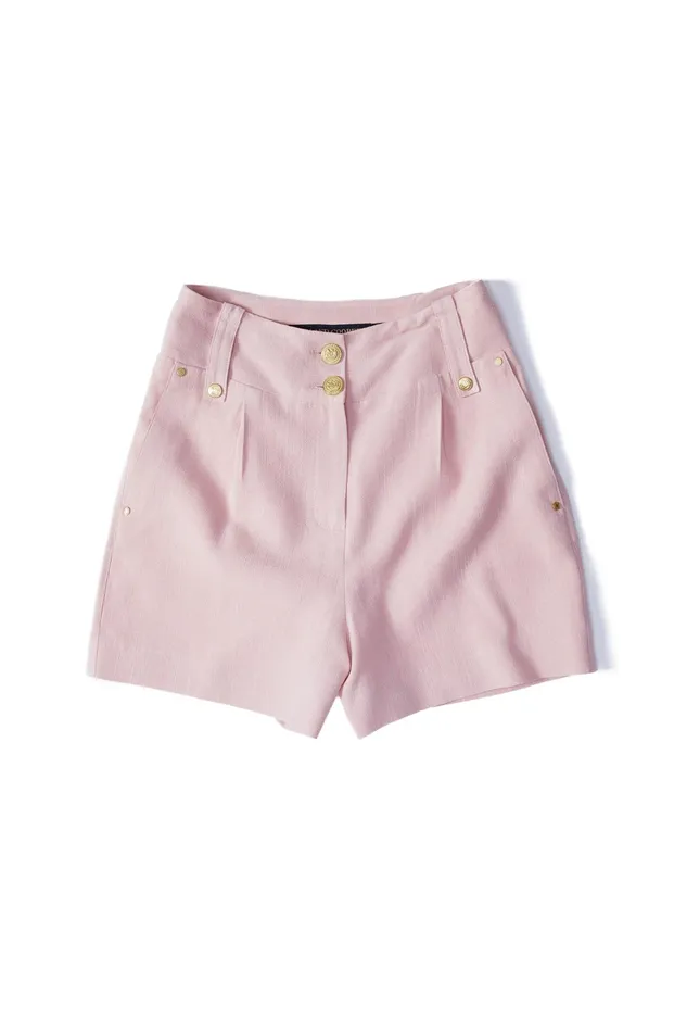 Holland Cooper Tailored Short Pink Linen Women Shorts