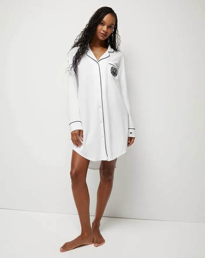 Home and Accessories Shop Veronica Beard Luxe Pima Nightshirt Whiteblack