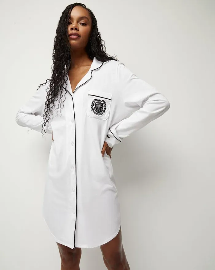 Home and Accessories Shop Veronica Beard Luxe Pima Nightshirt Whiteblack