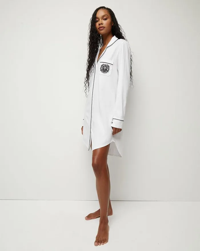 Home and Accessories Shop Veronica Beard Luxe Pima Nightshirt Whiteblack