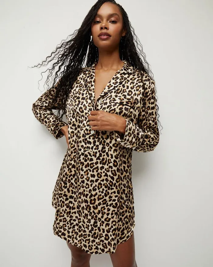 Home and Accessories Shop Veronica Beard Mulberry Silk Nightshirt Leopard