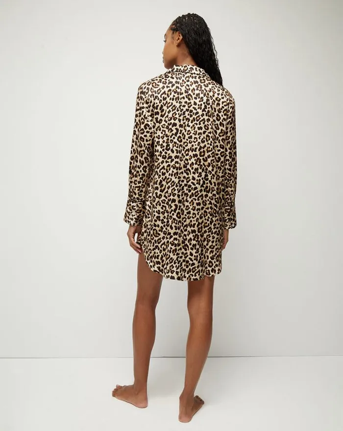 Home and Accessories Shop Veronica Beard Mulberry Silk Nightshirt Leopard