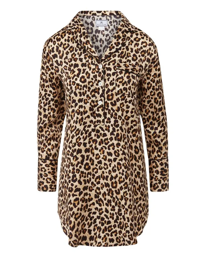 Home and Accessories Shop Veronica Beard Mulberry Silk Nightshirt Leopard