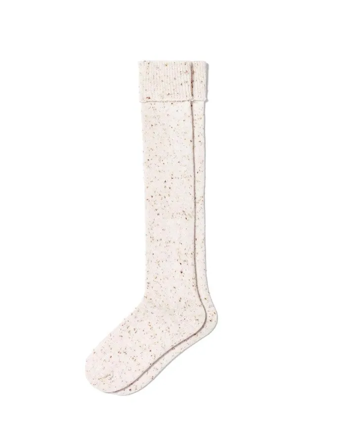 Hue Cuffed Tweed Knee Sock Ivory Women Boot Socks