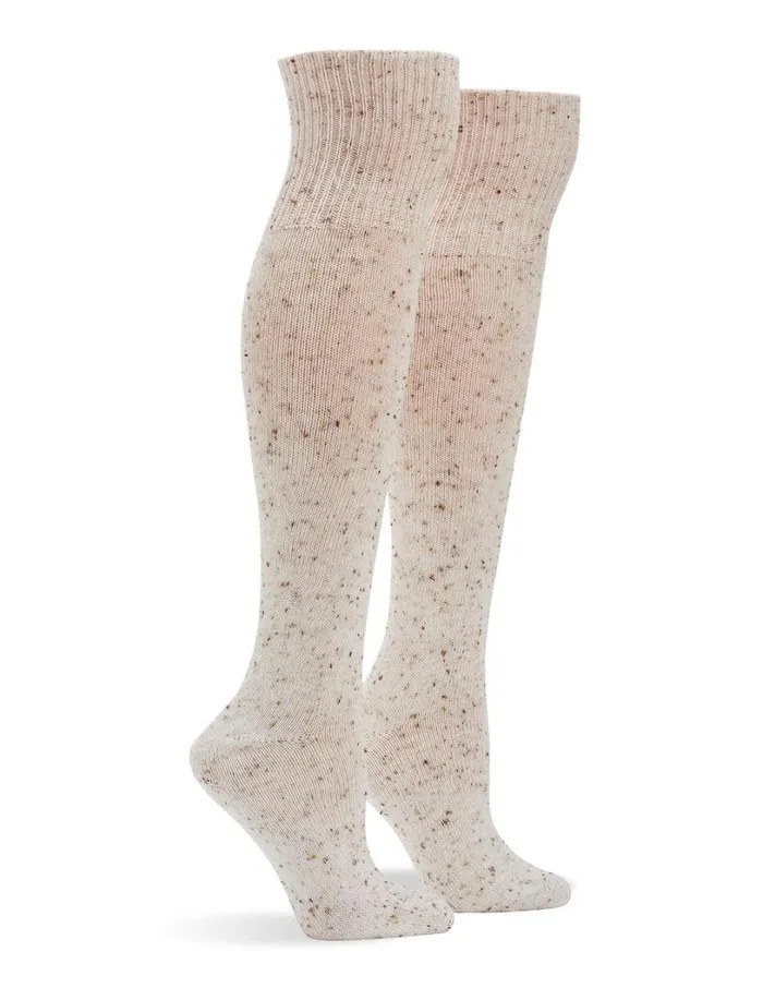 Hue Cuffed Tweed Knee Sock Ivory Women Boot Socks