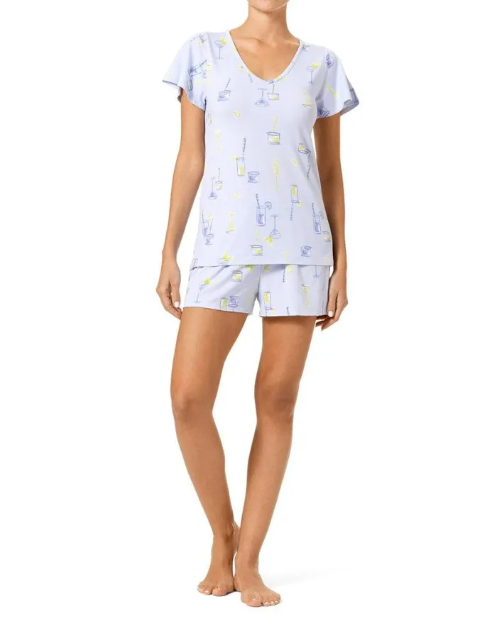 Hue Flutter Sleeve Boxer PJ Set Halogen Blue Women Plus Size