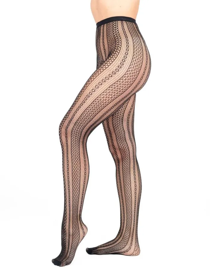 Hue OpenWork Stripes Tight Black Women Opaque