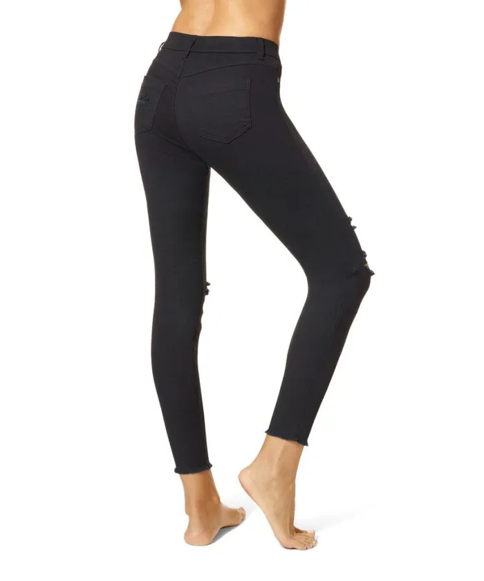 Hue Ripped Knee Denim Leggings Black Women Skinny
