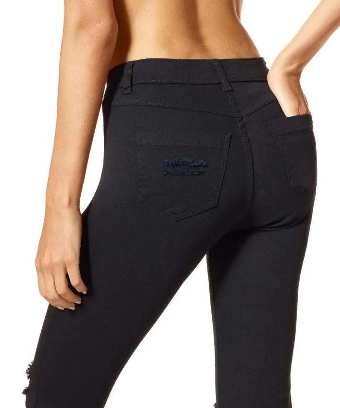Hue Ripped Knee Denim Leggings Black Women Skinny