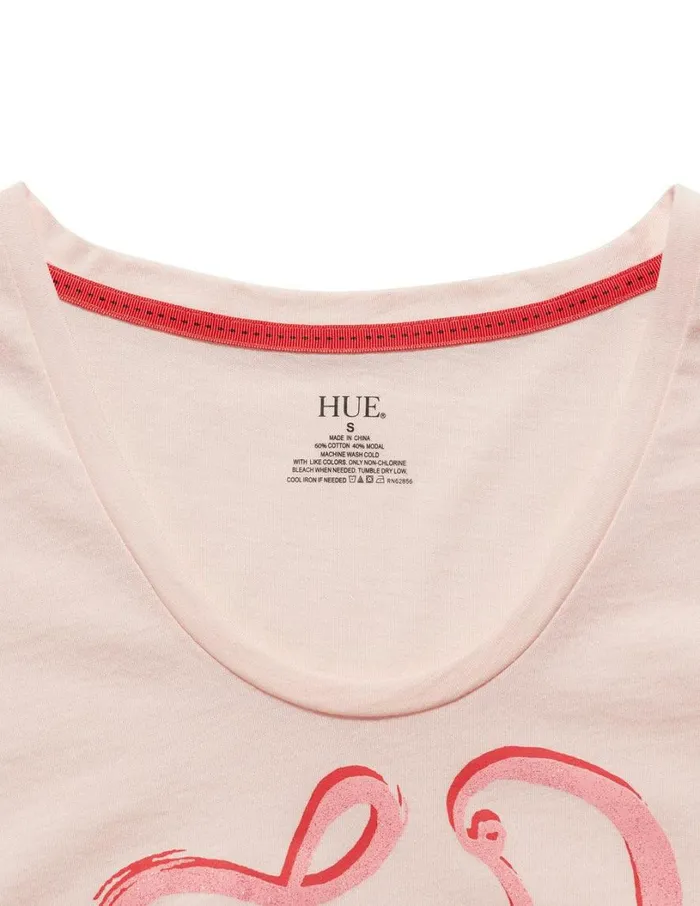 Hue Show Your Love Short Sleeve Tee Pink Dogwood Women Tops