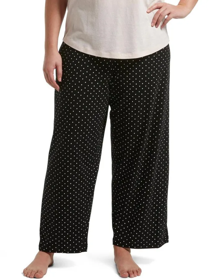 Hue SleepWell Rio Dots Sleep Pant Black Women Plus Size