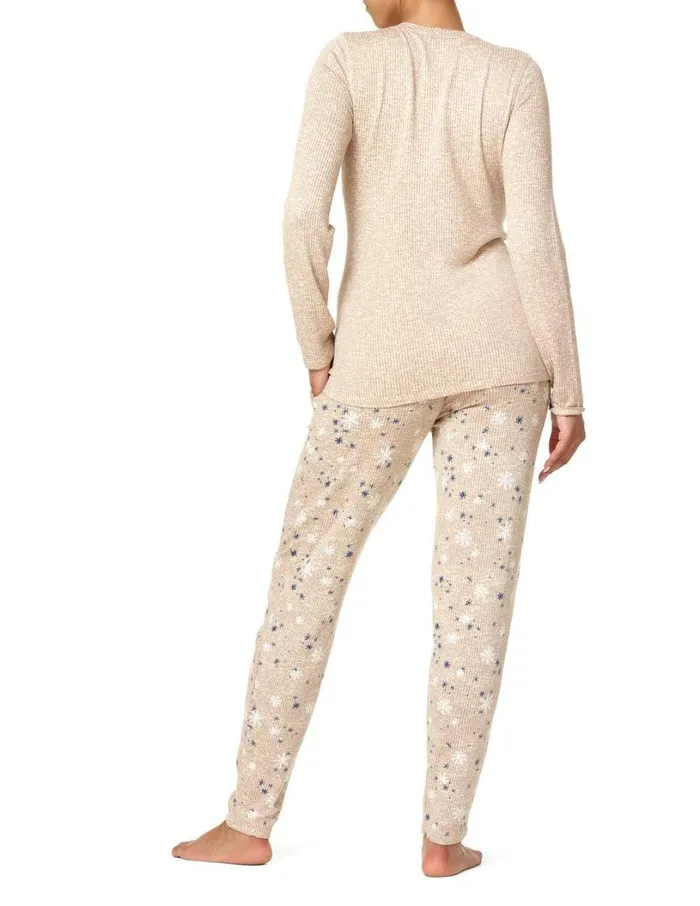 Hue Snowstar Henley Ribbed PJ Set Doeskin Women Plus Size