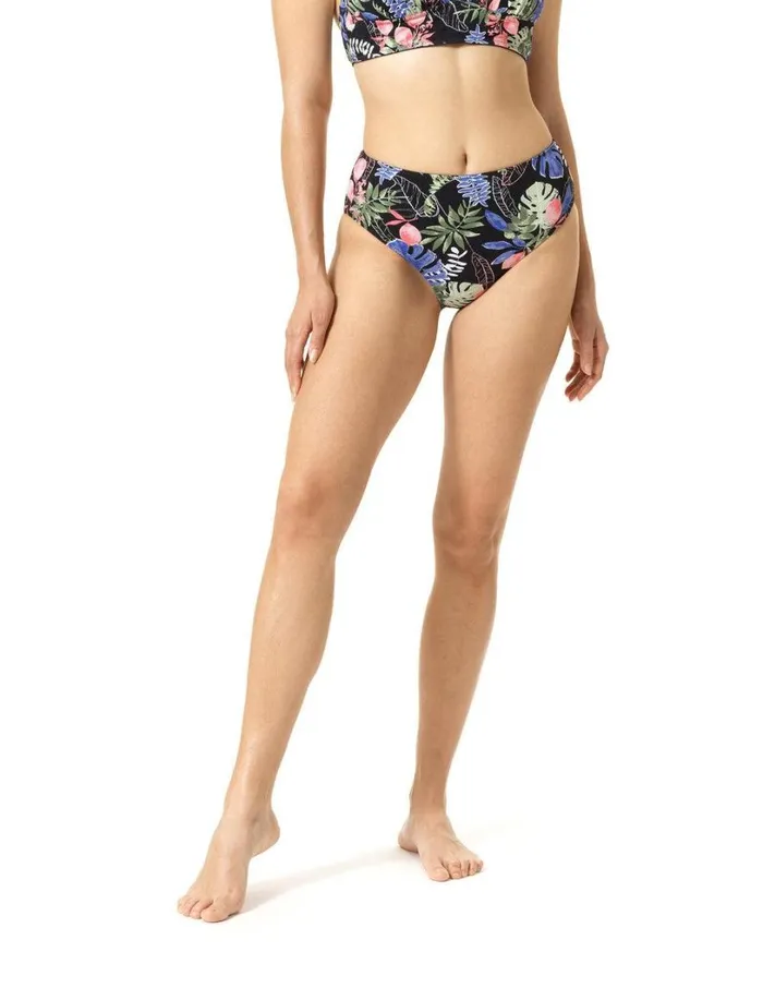 Hue Tropical Breeze Reversible High Rise Bikini Bottom Black Women Bottoms