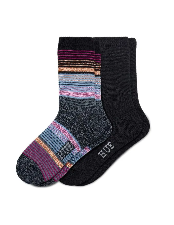 Hue Twist Stripe Boot Sock 2 Pair Pack Charcoal Women Boot Socks