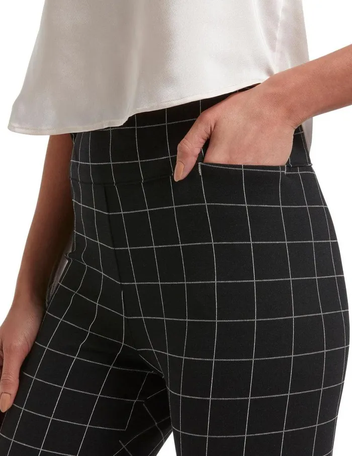 Hue Work Ponte Ultra High Waist 78 Straight Leg Black Women Trousers
